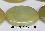 CFW132 15.5 inches 30*40mm flat oval flower jade gemstone beads
