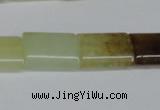 CFW143 15.5 inches 13*18mm flat tube flower jade gemstone beads