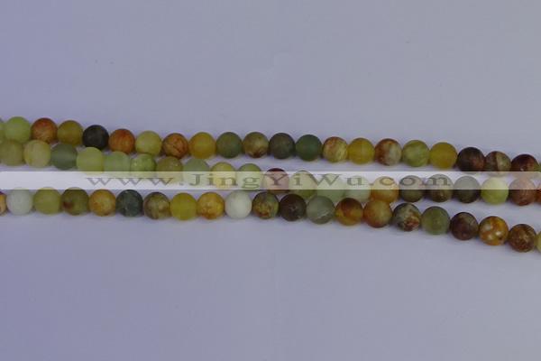 CFW202 15.5 inches 8mm round matte flower jade beads wholesale
