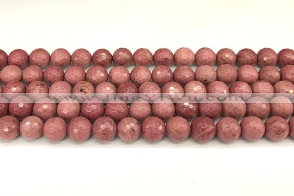 CFW66 15 inches 8mm faceted round pink wooden jasper beads
