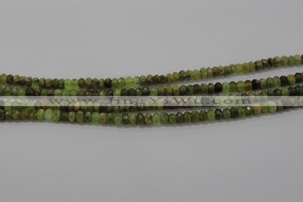 CGA146 15.5 inches 4*6mm faceted rondelle natural green garnet beads