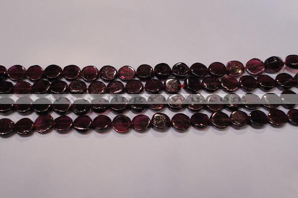 CGA383 15 inches 7mm coin natural red garnet beads wholesale