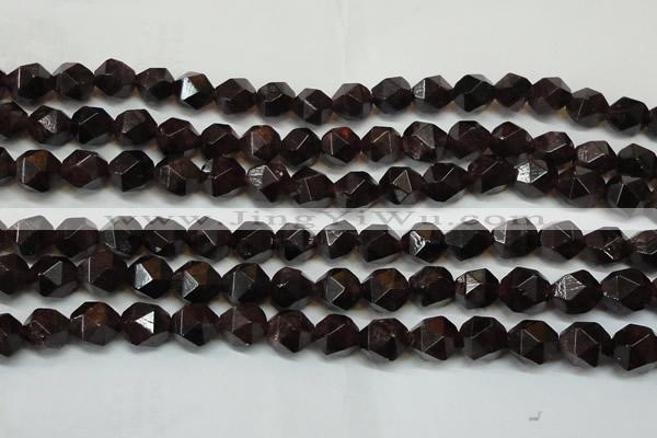 CGA453 15.5 inches 12mm faceted nuggets natural red garnet beads