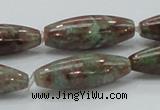 CGA55 15.5 inches 10*30mm rice red green garnet gemstone beads