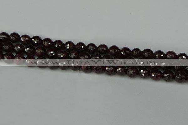 CGA663 15.5 inches 8mm faceted round red garnet beads wholesale
