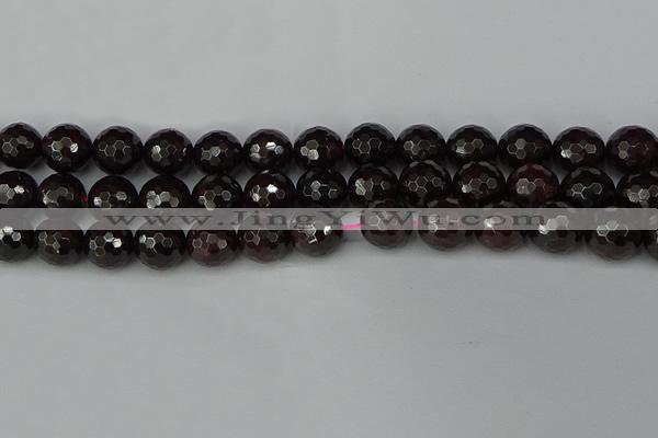 CGA665 15.5 inches 12mm faceted round red garnet beads wholesale