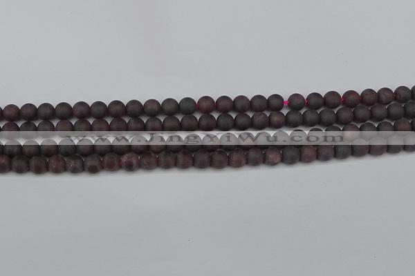 CGA671 15.5 inches 6mm round matte red garnet beads wholesale