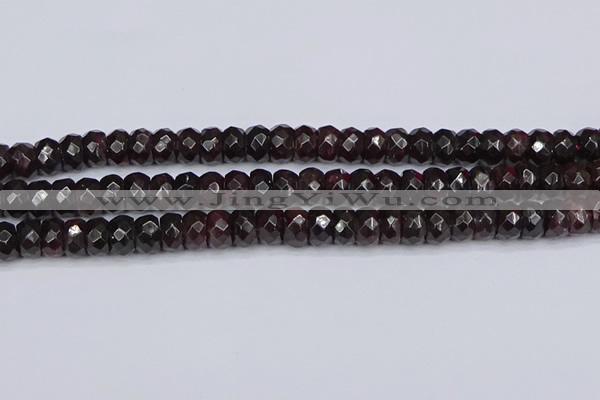 CGA679 15.5 inches 5*9mm faceted rondelle red garnet beads