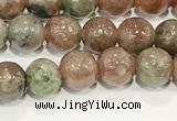 CGA716 15.5 inches 6mm round Chinese red & green garnet beads