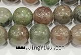 CGA717 15.5 inches 8mm round Chinese red & green garnet beads