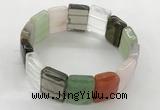 CGB3483 7.5 inches 15*20mm faceted rectangle mixed gemstone bracelets