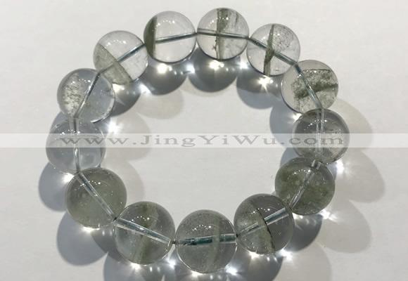 CGB4050 7.5 inches 18mm round green phantom quartz beaded bracelets