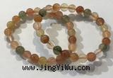 CGB4071 7.5 inches 8mm round mixed rutilated quartz beaded bracelets