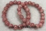 CGB4119 7.5 inches 9.5mm - 10mm round rhodochrosite beaded bracelets