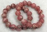 CGB4130 7.5 inches 13.5mm - 14mm round rhodochrosite beaded bracelets