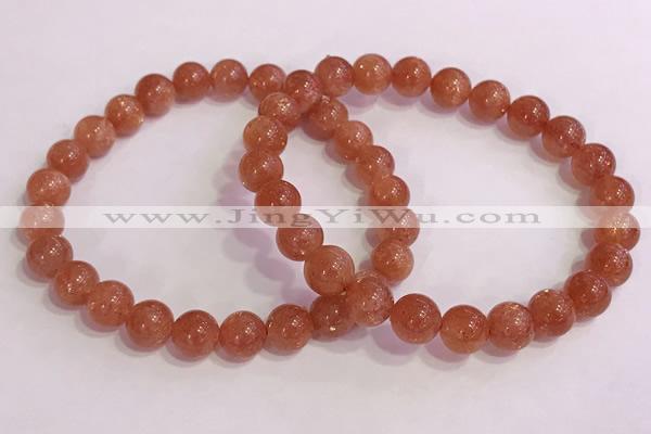 CGB4543 7.5 inches 8mm round golden sunstone beaded bracelets