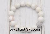 CGB5691 10mm, 12mm white howlite turquoise beads with zircon ball charm bracelets