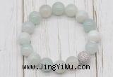 CGB5703 10mm, 12mm sea blue banded agate beads with zircon ball charm bracelets
