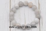CGB5712 10mm, 12mm white crazy lace agate beads with zircon ball charm bracelets