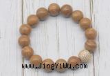 CGB5738 10mm, 12mm wooden jasper beads with zircon ball charm bracelets
