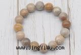 CGB5745 10mm, 12mm fossil coral beads with zircon ball charm bracelets