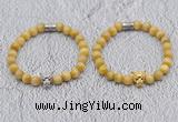 CGB6004 8mm round grade AA golden tiger eye bracelet with leopard head for men