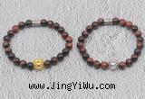 CGB6012 8mm round red tiger eye bracelet with lion head for men