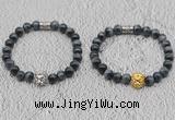 CGB6023 8mm round grade AA blue tiger eye bracelet with lion head for men