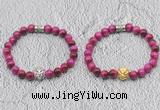 CGB6031 8mm round red tiger eye bracelet with lion head for men