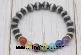 CGB6221 8mm Tibetan agate 7 chakra beaded mala stretchy bracelets