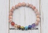 CGB6239 8mm red net jasper 7 chakra beaded mala stretchy bracelets