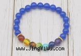 CGB6260 8mm candy jade 7 chakra beaded mala stretchy bracelets