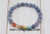 CGB6277 8mm blue spot stone 7 chakra beaded mala stretchy bracelets