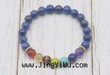 CGB6280 8mm lapis lazuli 7 chakra beaded mala stretchy bracelets