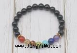 CGB6294 8mm golden obsidian 7 chakra beaded mala stretchy bracelets