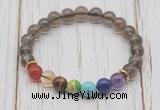 CGB6305 8mm smoky quartz 7 chakra beaded mala stretchy bracelets