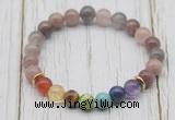 CGB6315 8mm purple strawberry quartz 7 chakra beaded mala stretchy bracelets