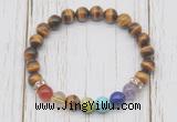 CGB6331 8mm yellow tiger eye 7 chakra beaded mala stretchy bracelets