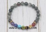 CGB6363 8mm blood jasper 7 chakra beaded mala stretchy bracelets
