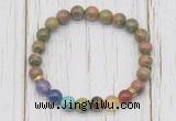 CGB6367 8mm unakite 7 chakra beaded mala stretchy bracelets
