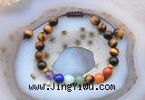 CGB6449 8mm round yellow tiger eye 7 chakra beads adjustable bracelets
