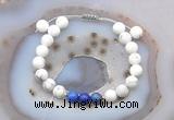 CGB6594 8mm round matte white howlite & lapis lazuli adjustable bracelets