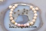 CGB6616 8mm round white fossil jasper & pink opal adjustable bracelets