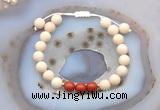 CGB6627 8mm round white fossil jasper & green sea sediment jasper adjustable bracelets