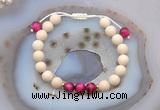 CGB6633 8mm round white fossil jasper & red tiger eye adjustable bracelets