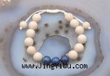 CGB6671 10mm round white fossil jasper & dumortierite adjustable bracelets