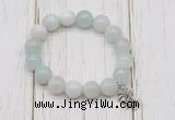 CGB6849 10mm, 12mm sea blue banded agate beaded bracelet with alloy pendant