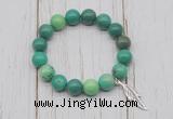 CGB6866 10mm, 12mm grass agate beaded bracelet with alloy pendant
