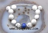 CGB6945 12mm round white howlite & lapis lazuli adjustable bracelets