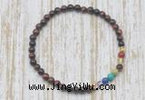 CGB7004 7 chakra 4mm red tiger eye beaded meditation yoga bracelets